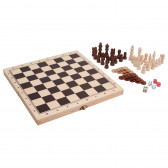 Шах, табла и игри със зарове, 3 в 1, в дървена кутия Small Foot 172475 4