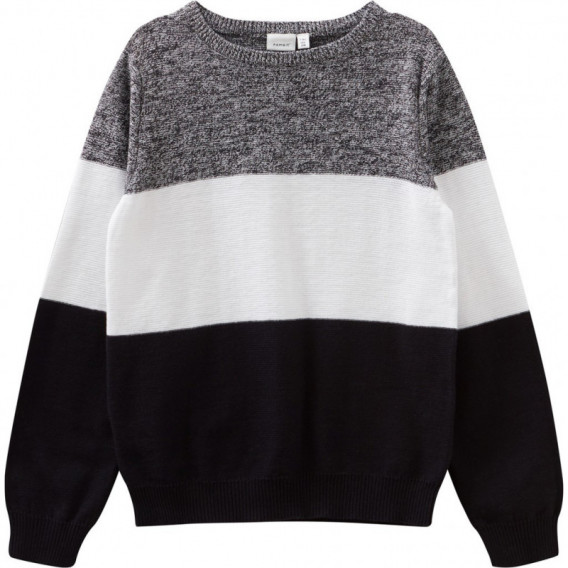Пуловер от органичен памук в черно и сиво за момче Name it 173154 