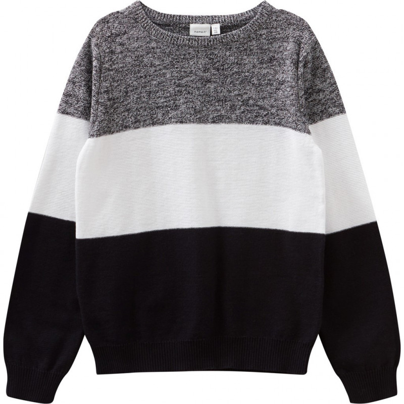 Пуловер от органичен памук в черно и сиво за момче  173154