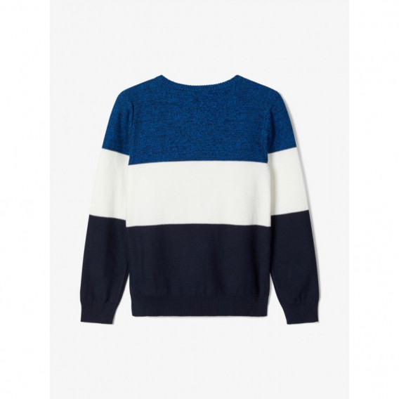 Пуловер от органичен памук в синьо и бяло за момче Name it 173159 3