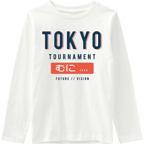 Блуза от органичен памук с дълъг ръкав и надпис Tokyo за момче Name it 173172 