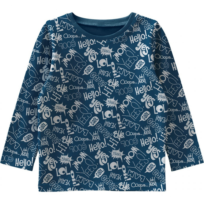 Блуза от органичен памук с графичен принт за момче синя  173195
