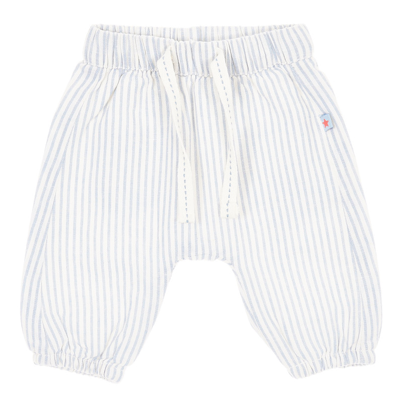 Памучен панталон за бебе в бяло и синьо  173327