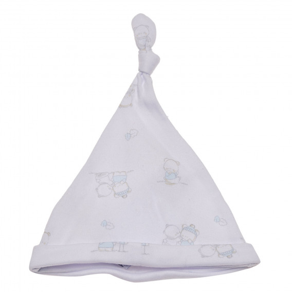 Памучна шапка за бебе в бяло и синьо Idexe 174556 2