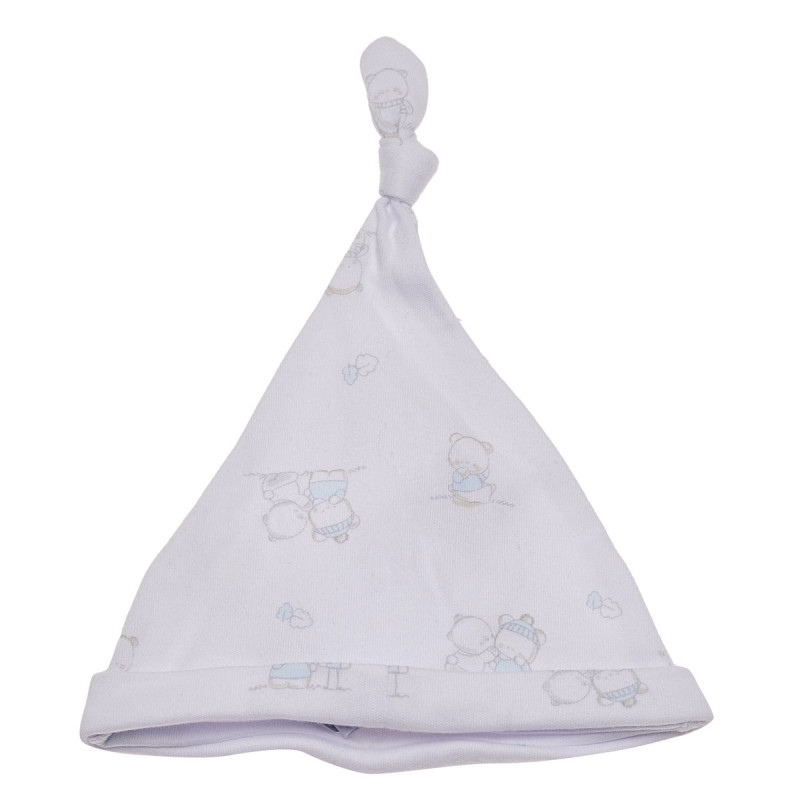 Памучна шапка за бебе в бяло и синьо  174557
