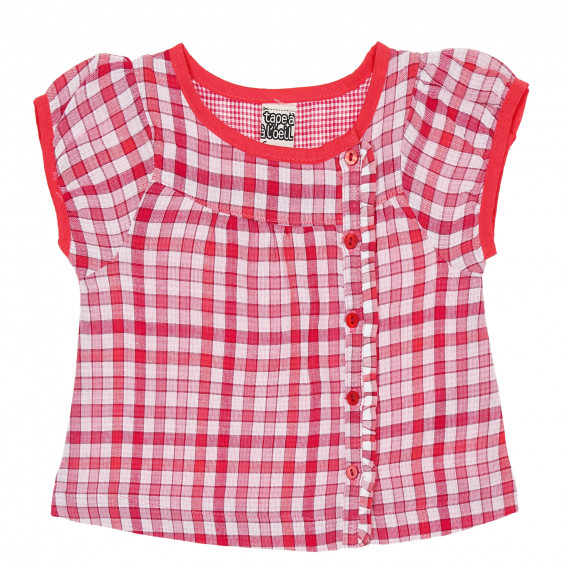 Памучна карирана блуза с къс ръкав за бебе, червена Tape a l'oeil 174705 2