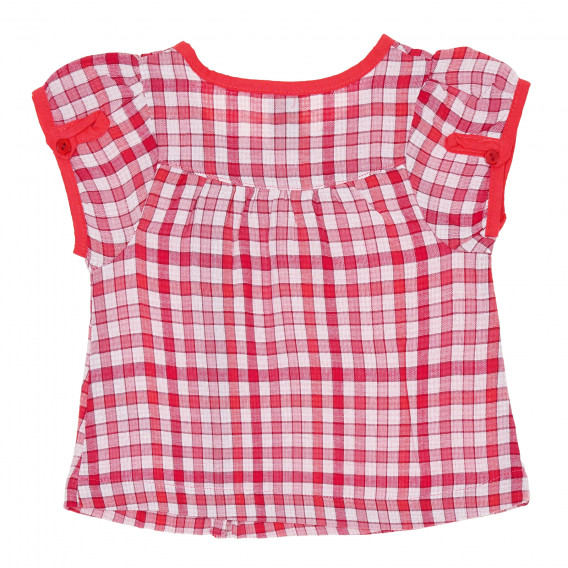 Памучна карирана блуза с къс ръкав за бебе, червена Tape a l'oeil 174708 