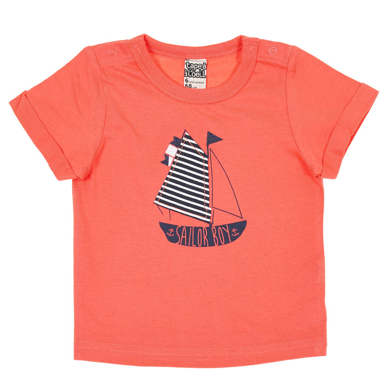 Памучна тениска за бебе момче оранжева  174769