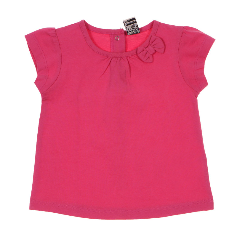 Памучна тениска с апликация панделка за бебе, розова  174857