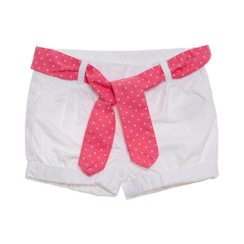 Памучни къси панталони за бебе за момиче бели  175045