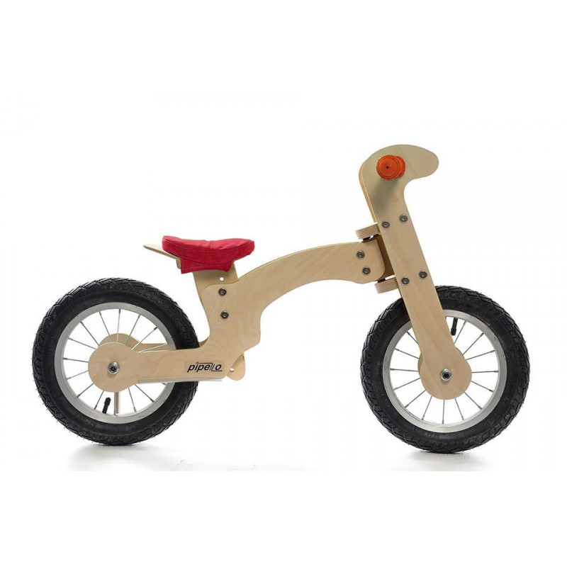 Дървено колело за баланс, Пипело, 12", цвят: червен  175642