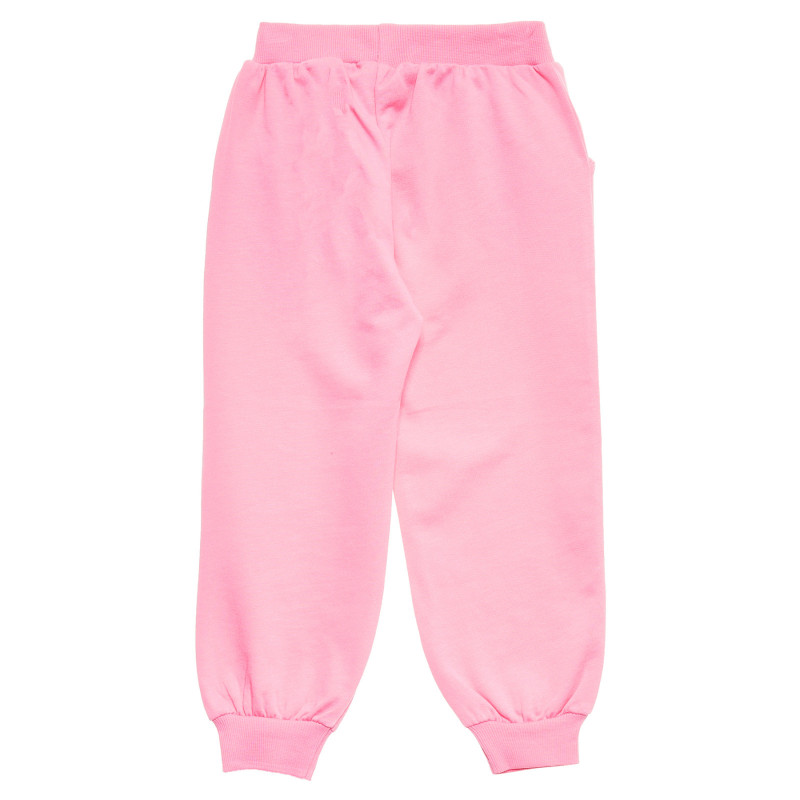 Памучен панталон с малка щампа за момиче, розов  176007