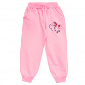 Памучен панталон с малка щампа за момиче, розов Acar 176008 2