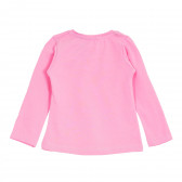 Памчуна блуза с цветен принт за момиче, розова Acar 176151 4