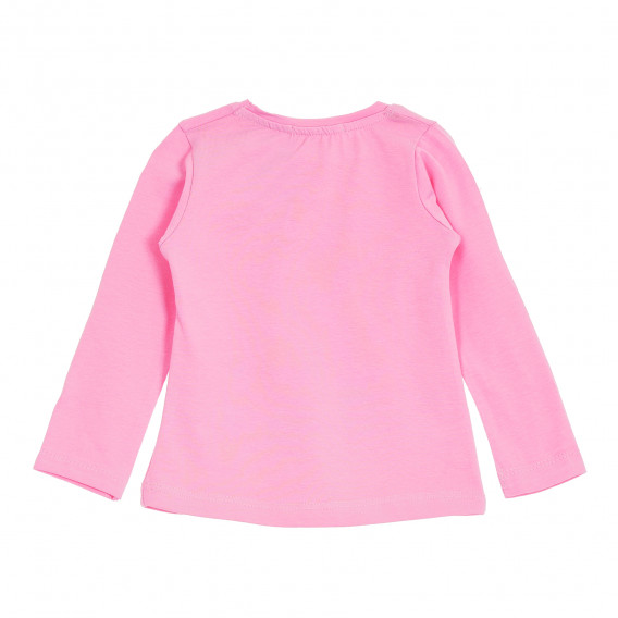 Памчуна блуза с цветен принт за момиче, розова Acar 176151 4