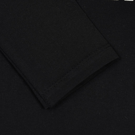 Памучна блуза с дълъг ръкав и надпис за момче, черна Acar 176178 3