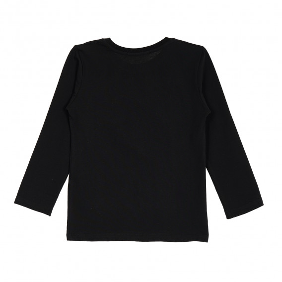 Памучна блуза с дълъг ръкав и надпис за момче, черна Acar 176179 4