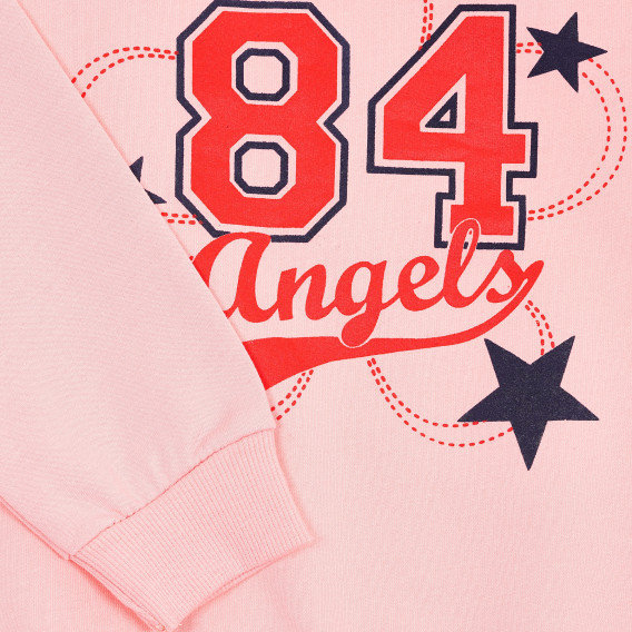 Комплект блуза и панталон с надпис 84 за момиче, розов Acar 176196 3