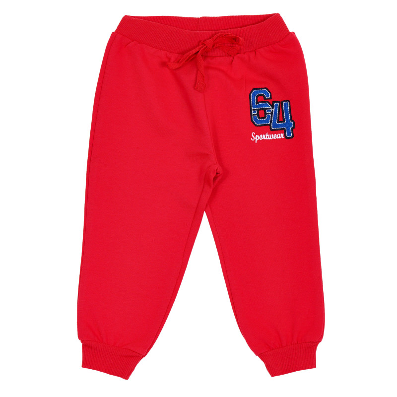 Спортен панталон с надпис 64 за момче, червен  176292