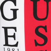Памучна тениска с надпис в черно за момче бяло и червено Guess 176359 4