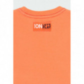 Памучна блуза с дълъг ръкав и щампа на топки за момче оранжева Boboli 177096 7