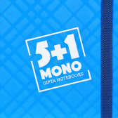 Тетрадка 5+1 Mono с оганичителен ластик, А 4, 110 листа, малък квадрат/ широки редове, син Gipta 177654 2