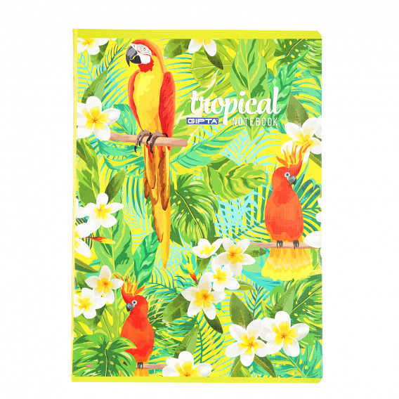 Тетрадка Tropical с папагали, А 4, 60 листа, широки редове, многоцветен Gipta 177658 