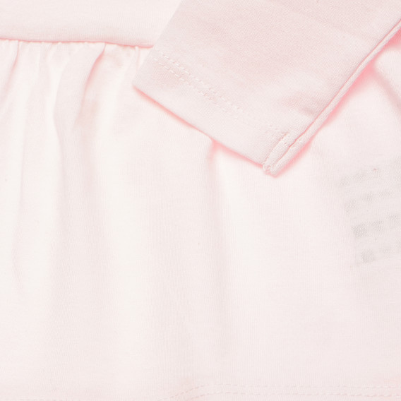 Памучна рокля с флорална апликация, розова за момиче Benetton 178500 3