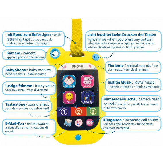Бебешки мобилен телефон със звук и светлини Dino Toys 178593 3