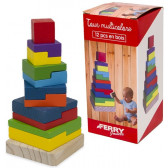 Геометрична дървена кула, 12 части Dino Toys 178644 