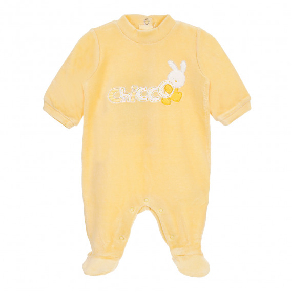 Плюшен гащеризон с дълъг ръкав и апликация зайче за бебе, жълт Chicco 179987 