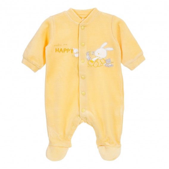 Плюшен гащеризон с дълъг ръкав и весела апликация за бебе, жълт Chicco 179992 5