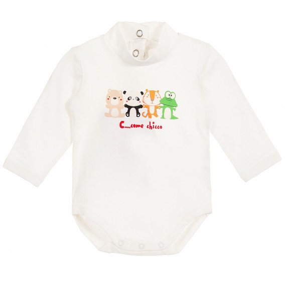 Памучно боди с дълъг ръкав и щампа на животни за бебе Chicco 180043 