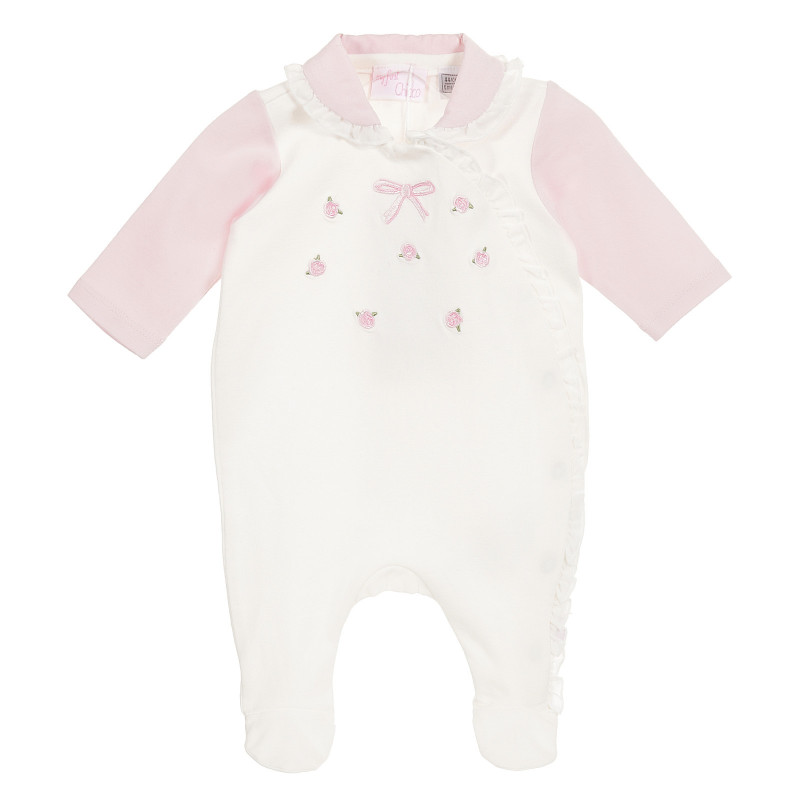 Памучен гащеризон с розови ръкави за бебе момиче  180063