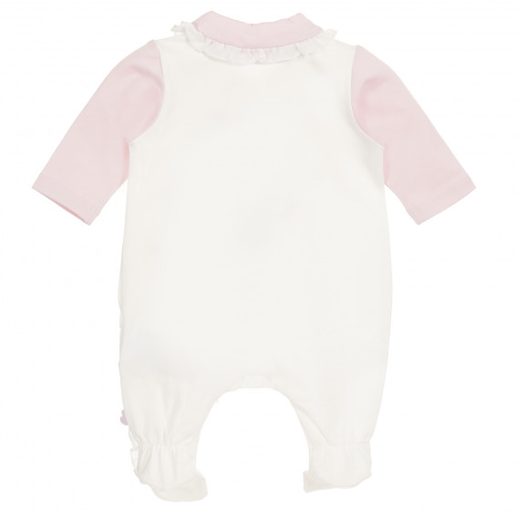 Памучен гащеризон с розови ръкави за бебе момиче Chicco 180066 4