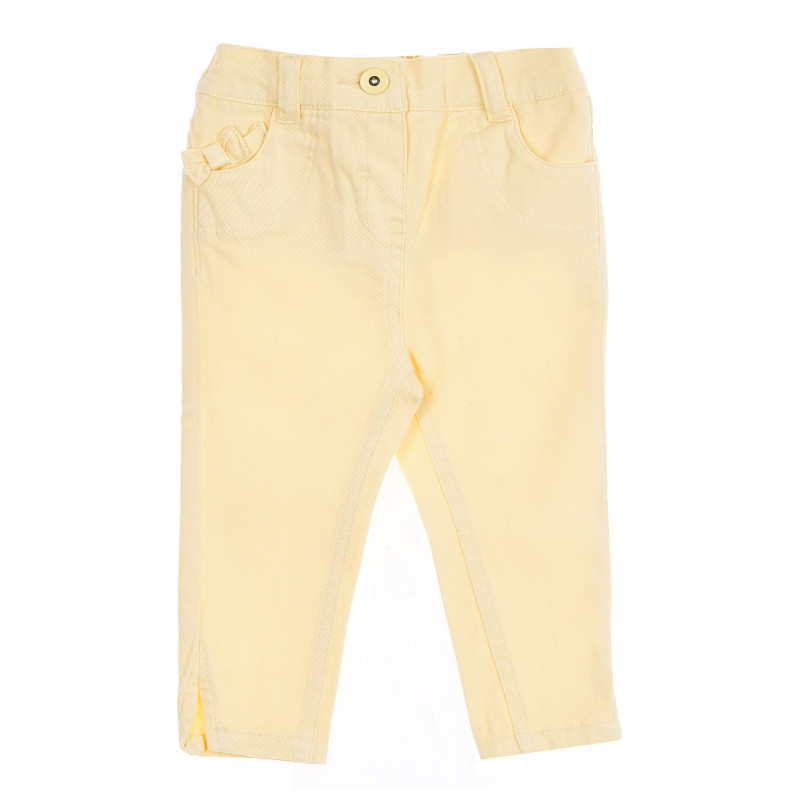 Памучен панталон за бебе за момиче жълт  180071