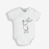 Памучно боди с къс ръкав и щампа на зайче за бебе, бяло PIPPO&PEPPA 180087 