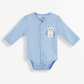 Памучно боди с щампа на дрaкон за бебе момче, синьо PIPPO&PEPPA 180135 