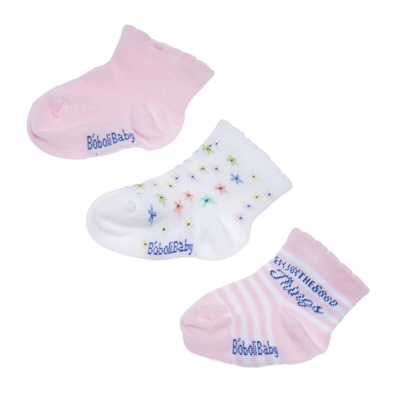 Комплект 3 броя чорапи в розово и бяло за момиче  180900