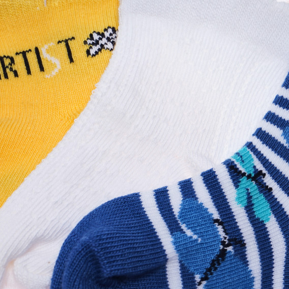 Комплект 3 броя чорапи в жълто, бяло и синьо Boboli 180903 4