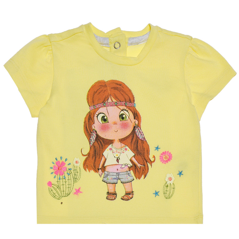 Тениска с щампа на момиченце за бебе, жълта   180930