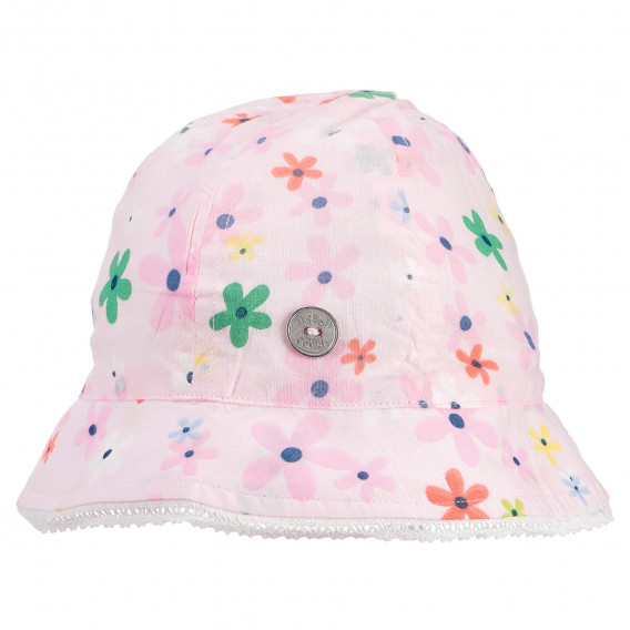 Памучна шапка с флорален принт за момиче розова Boboli 180975 