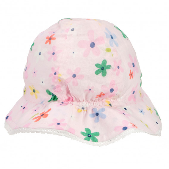 Памучна шапка с флорален принт за момиче розова Boboli 180977 3