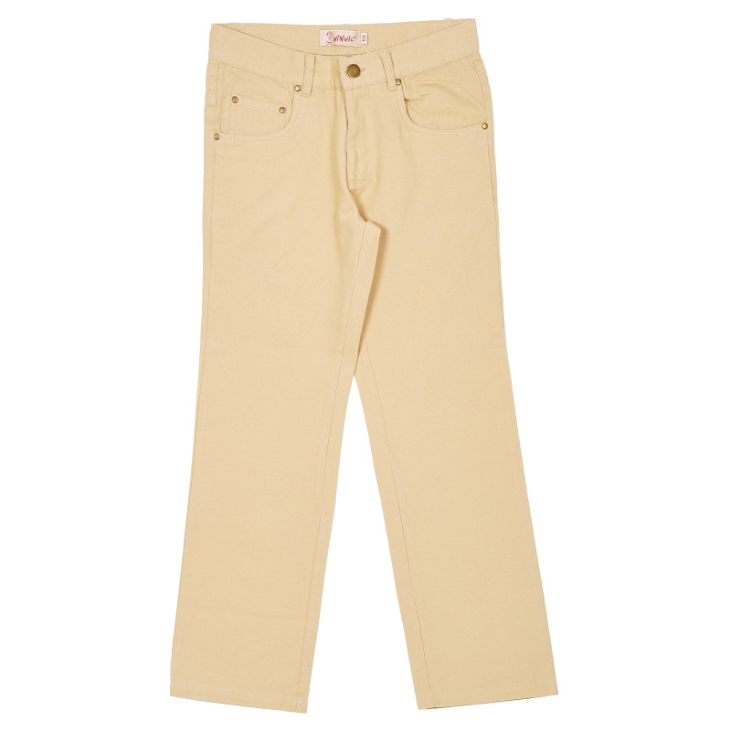 Памучен панталон с пет джоба за момиче кафяв  181131