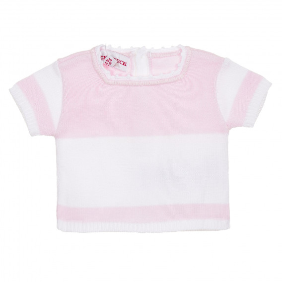 Памучна блуза за бебе в бяло и розово Neck & Neck 181180 