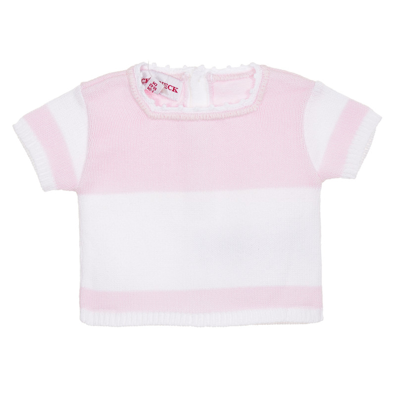 Памучна блуза за бебе в бяло и розово  181180