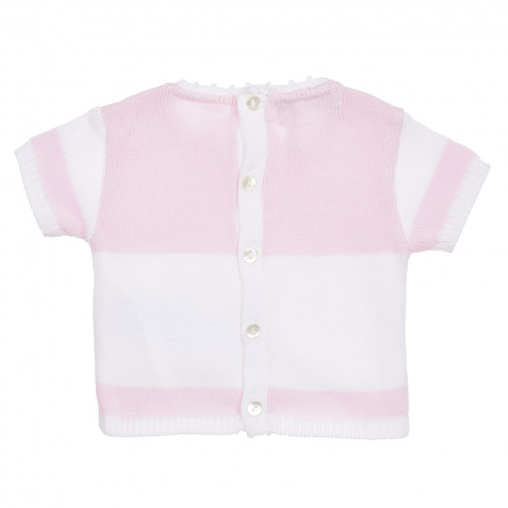 Памучна блуза за бебе в бяло и розово Neck & Neck 181183 4