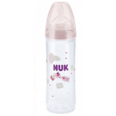 Полипропиленово шише за хранене, с биберон M, 6-18 месеца, 250 мл, цвят: розов NUK 181544 6