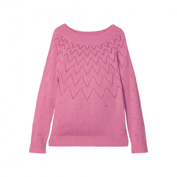 Плетен пуловер за момиче розов Name it 181865 