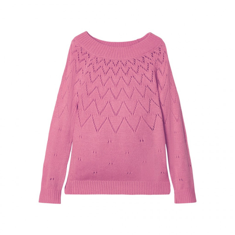 Плетен пуловер за момиче розов  181865